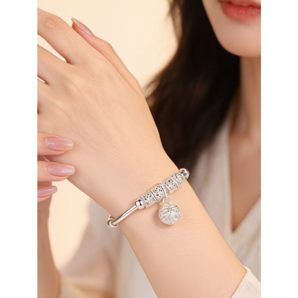 NWT Stunning 925 Sterling Silver Lucky Bell Bangle - Bring On The Good Energy